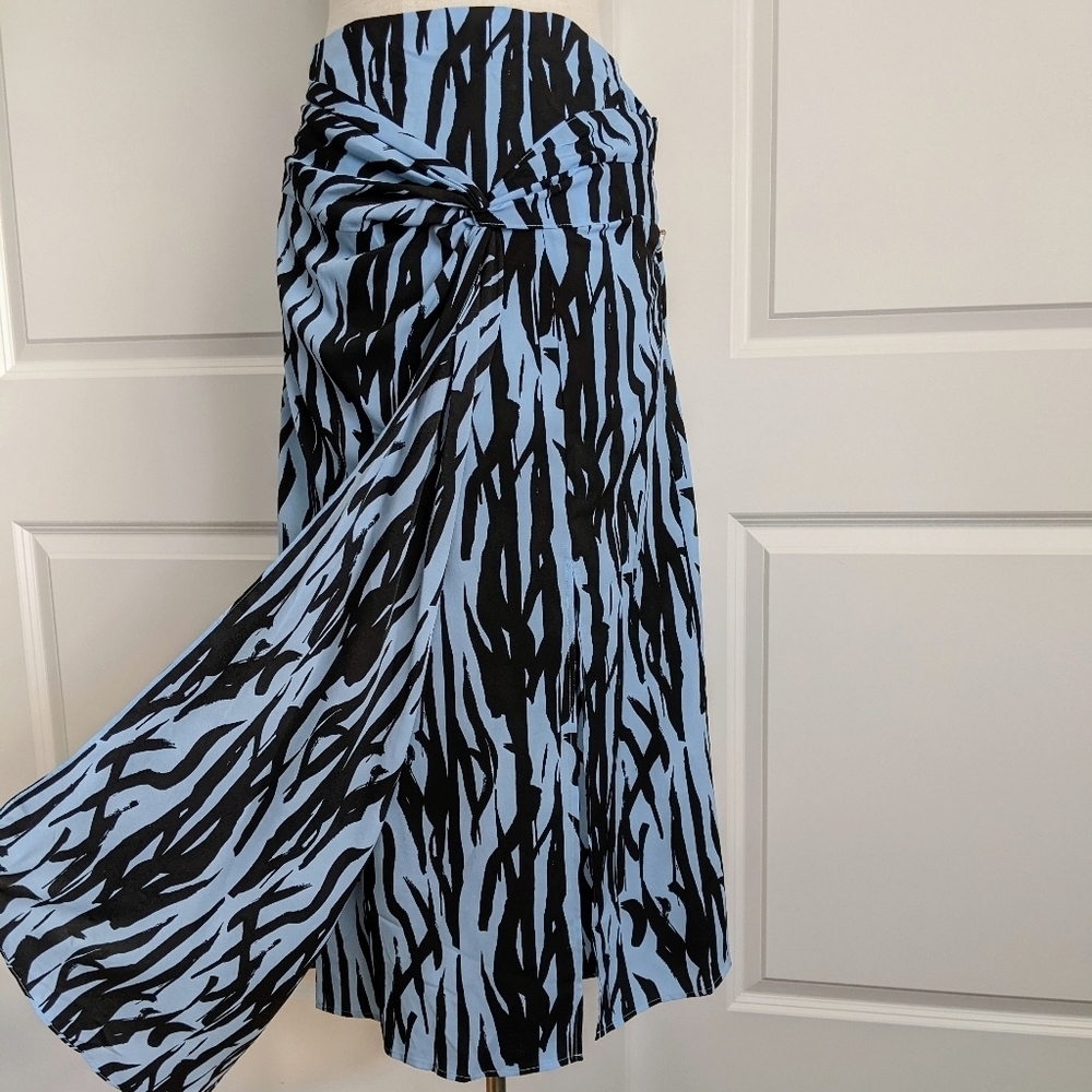 Topshop Skirt Sarong Style Overwrap Asymmetric Hem Zebra Print Blue Black 10 NWT - Picture 13 of 15